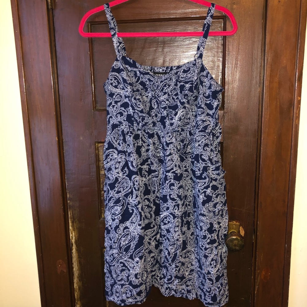 . Navy & white paisley print dress